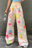 namcoverse Graffiti Print Wide Leg Long Pants