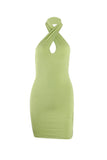 namcoverse Green Crisscross Halter Mini Dress