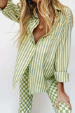 namcoverse Green Striped Long Sleeve Shirts