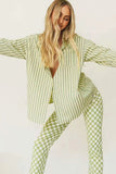 namcoverse Green Striped Long Sleeve Shirts