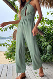 namcoverse Green Tie-back Cutout High Waist Jumpsuits