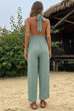 namcoverse Green Tie-back Cutout High Waist Jumpsuits