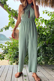 namcoverse Green Tie-back Cutout High Waist Jumpsuits