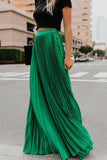 namcoverse Solid Color High Waist Pleated Maxi Skirt