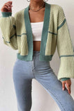 namcoverse Long Sleeve Open-Front Patchwork Knit Cardigan