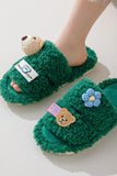 namcoverse Cute Bear Flower Slip-on Fuzzy Slippers