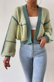 namcoverse Long Sleeve Open-Front Patchwork Knit Cardigan