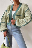 namcoverse Long Sleeve Open-Front Patchwork Knit Cardigan