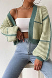 namcoverse Long Sleeve Open-Front Patchwork Knit Cardigan