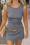 namcoverse Grey Crew Neck Pack Hip Tank Dress