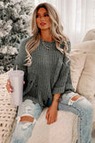 namcoverse Grey Distressed Loose Pullover Sweater