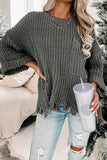 namcoverse Grey Distressed Loose Pullover Sweater