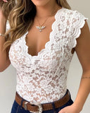 namcoverse namcoverse-Women New Sexy V-neck Lace Tops Vintage Tank Vest Sleeveless Floral Hollow Out Bodycon Summer Clubwear Fashion Ladies