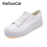 namcoverse namcoverse-White Woman Casual Shoes  Spring Autumn Female Canvas Shoes Thick Bottom Lace Up Ladies Flats Fashion High Quality Footwear