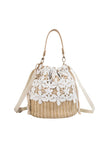 namcoverse Handmade Straw Lace Bucket Bag