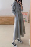 namcoverse High Elastic Waist Long Hoodie Dress