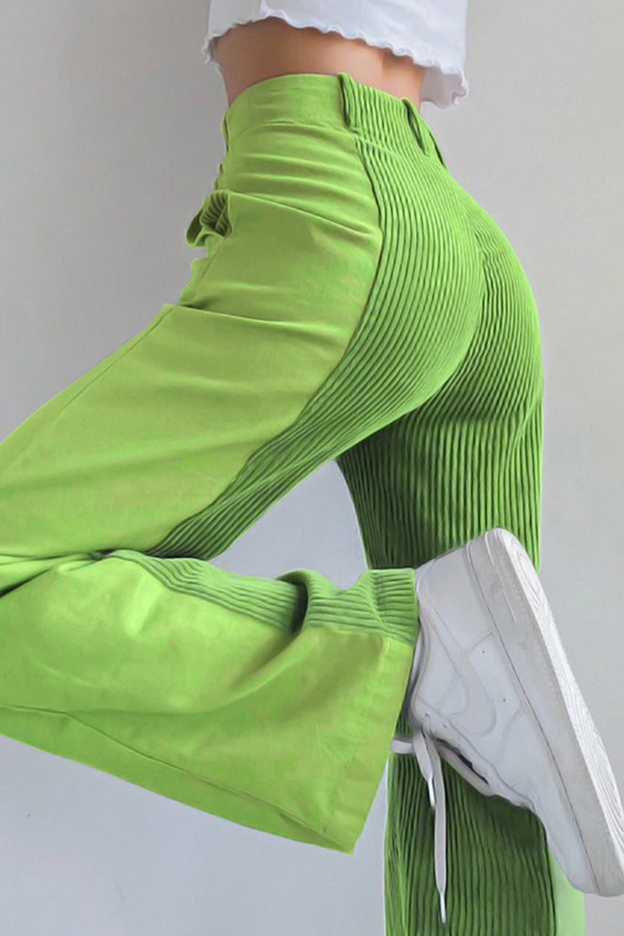 namcoverse High Waist Corduroy Patchwork Long Pants