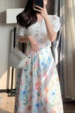 namcoverse High Waist Fresh Floral Print Midi Skirt