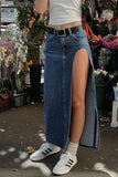 namcoverse High Waist High Slit Denim Skirt