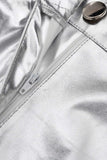 namcoverse High Waist Reflective PU Leather Pants