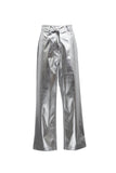 namcoverse High Waist Reflective PU Leather Pants