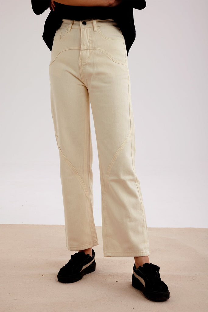 namcoverse High Waist Solid Color Straight Jeans