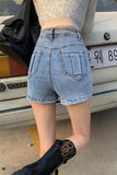 namcoverse High Waisted Irregular Denim Skorts