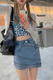 namcoverse High Waisted Irregular Denim Skorts