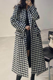 namcoverse Houndstooth Back Slit Long Coat