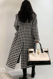 namcoverse Houndstooth Back Slit Long Coat