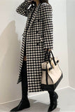 namcoverse Houndstooth Back Slit Long Coat