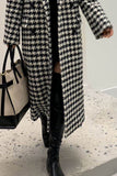 namcoverse Houndstooth Back Slit Long Coat