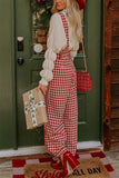 namcoverse Houndstooth Sleeveless Wide Leg Jumpsuits