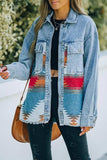 namcoverse Irregular Colorblock Patchwork Denim Jacket
