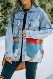 namcoverse Irregular Colorblock Patchwork Denim Jacket