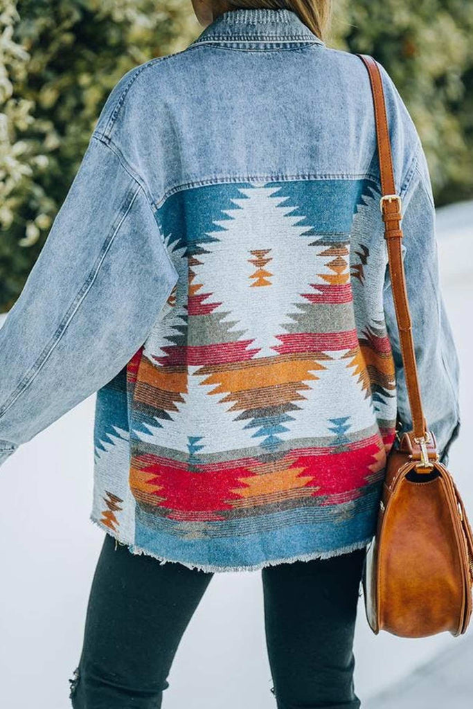 namcoverse Irregular Colorblock Patchwork Denim Jacket