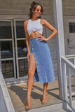 namcoverse Irregular Slit Denim Skirt