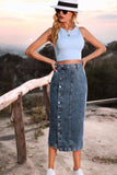 namcoverse Irregular Slit Denim Skirt