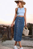 namcoverse Irregular Slit Denim Skirt