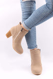 namcoverse Frosted Round Toe Chunky Heel Ankle Boots