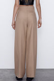 namcoverse Khaki Loose Straight Suit Long Pants