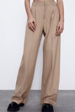 namcoverse Khaki Loose Straight Suit Long Pants