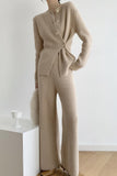 namcoverse Khaki Ribbed Cardigan Pant Set