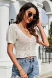 namcoverse Knit Puff Sleeve Cutout Crop Top