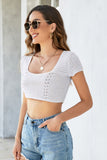 namcoverse Knitted Cutout Tie-Back Crop Top