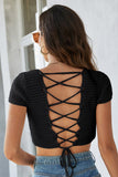 namcoverse Knitted Cutout Tie-Back Crop Top