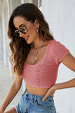 namcoverse Knitted Cutout Tie-Back Crop Top