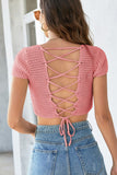 namcoverse Knitted Cutout Tie-Back Crop Top