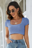 namcoverse Knitted Cutout Tie-Back Crop Top