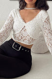 namcoverse Lace Long Sleeve Backless Crop Top